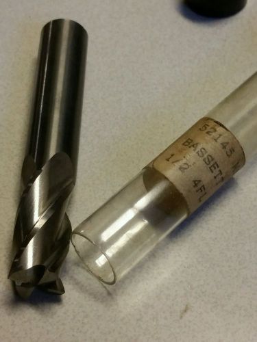 1/2&#034; end mill 4 flutes, 1/2&#034; shank bassett 52145 new unused nos for sale
