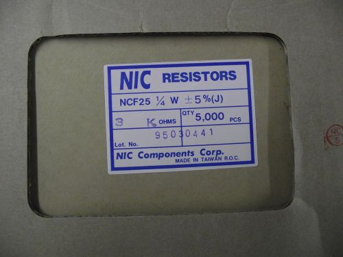 (1) 5000 count reel  3K ohm .25 watt 5% Resistors
