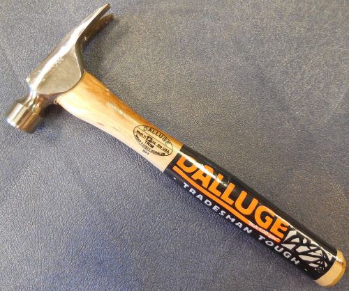 DALLUGE 1200 12oz. Smooth Face Finishing Hammer w/ Straight Hickory Handle, NEW