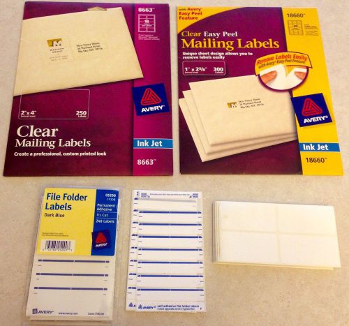 Avery clear shipping mailing labels 8663 18660 easy peel 2 x 4 1 x 2 5/8 05200 for sale