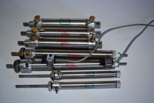 Lot of 7 bimba / cilppard pneumatic cylinders for sale