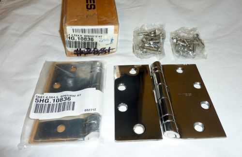 2 Ives 5BB1 4.5&#034; x 4.5&#034; 629/US32 HT Ball Bearing Butt Hinges BRIGHT STAINLESS