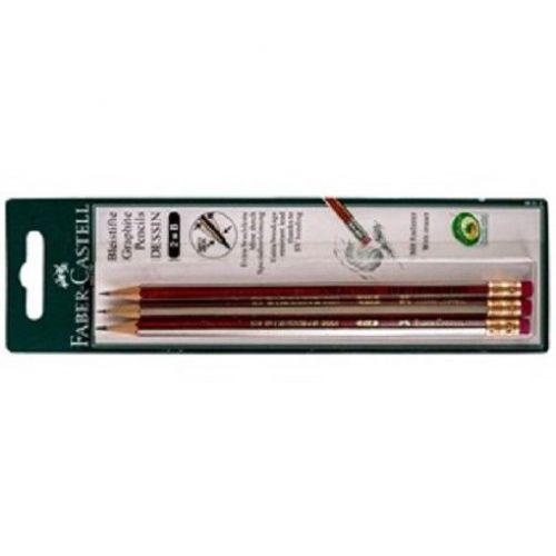 Faber-Castell Pencil 2=B Red Gold x 3 Classic Set Dessin 2001 SV with eraser tip