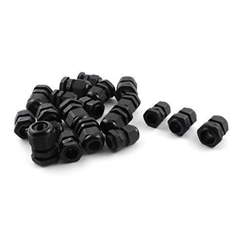 Black Nylon Waterproof Cable Gland Fixing Connector Joints Combo 20Pcs