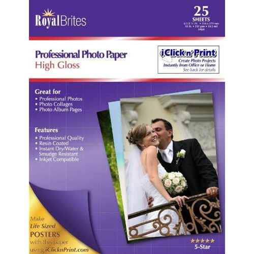 Photo Paper Royal Brites Professional Glossy Photo Paper, 8.5 x 11 Inches, Pack