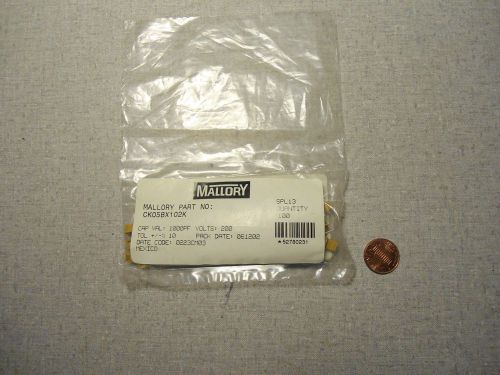 MALLORY CK05BX102K Capacitor 0.1MFD 200V Lot of 100