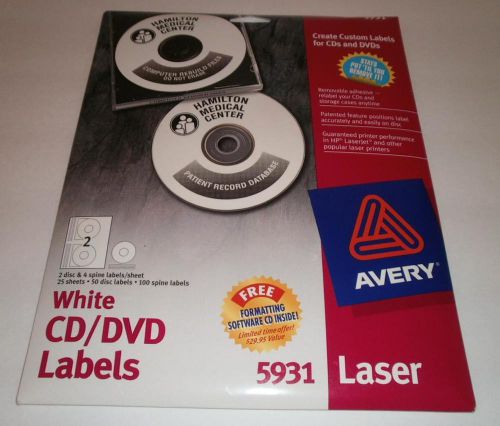 Partial pkg. white cd/dvd avery dennison 5931 laser16 sheets 32 disc labels &amp;cd for sale