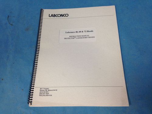 Labconco 48, 60 &amp; 72 lab fume hood protector instruction manual for sale