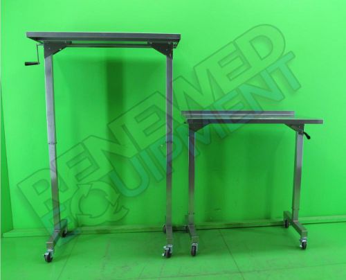 Ssci stainless adjustable height over instrument tables lot of 2 for sale