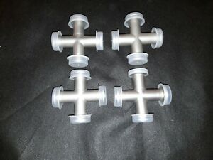 KF16 QF16 NW16 4-Way Cross Vacuum Fitting - Stainless Steel - Used,  Lot of 4
