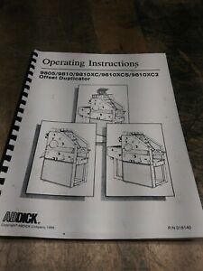 AB Dick 9800 series printing press Operation Manual