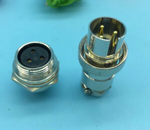 2 Pair Reverse Aviation Plug 3 Pins Gold plated pin Panel Connector 16mm GX16-3