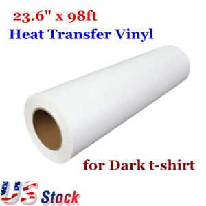 White 23.6&#034; x 98ft Eco-Solvent Printable Heat Transfer Vinyl for Dark t-shirt
