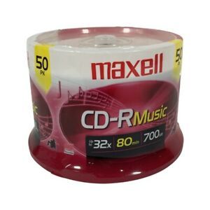 New Sealed MAXELL 625156 - CDR80MU50PK 80-Minute Music CD-Rs (50-ct Spindle)