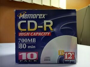 MEMOREX CD-R HIGH CAPACITY 10 Pack 700MB / 80 Minute- ALL SEALED; Open Box