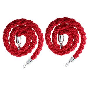 2Pcs 59 Inches Twisted Barrier Rope Queue Crowd Control for Posts Stands Red