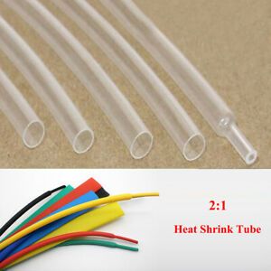 Clear Heat Shrink Tubing 2:1 Electrical Sleeving Cable Wire Heatshrink Tube Wrap