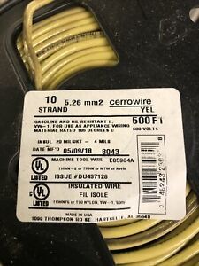 500&#039; THHN 10 AWG GAUGE Yellow STRANDED COPPER  BUILDING WIRE