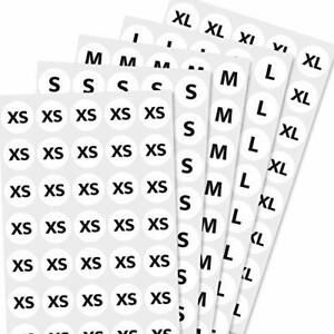 3/4&#034; Size Stickers for Clothing, Round Labels - 5 Sizes (XS, S, M, L, XL), 2000
