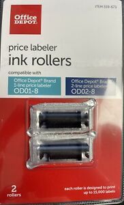 Office Depot Ink Rollers Price Labeler Replacement Rollers, Black 2 Pack 559-673
