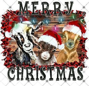 Goats Merry Christmas Sublimation Transfer, Goat Transfer, Farm, Printed Sub