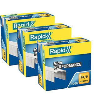 3 Boxes RAPID Strong High Performance 24/6 Galvanized Staple Box ~ 15000 pcs