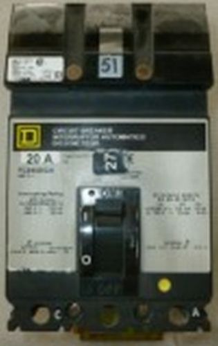 Used square d fc24020ca 20a 2p 480v 10kaic bolt-on i-line circuit breaker for sale