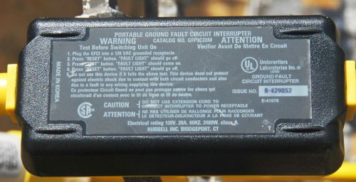 Hubbell portable ground fault circuit interrupter for sale