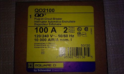 2- POLE  100  AMP  SQUARE  D  QO2100  PLUG-IN  CIRCUIT  BREAKER