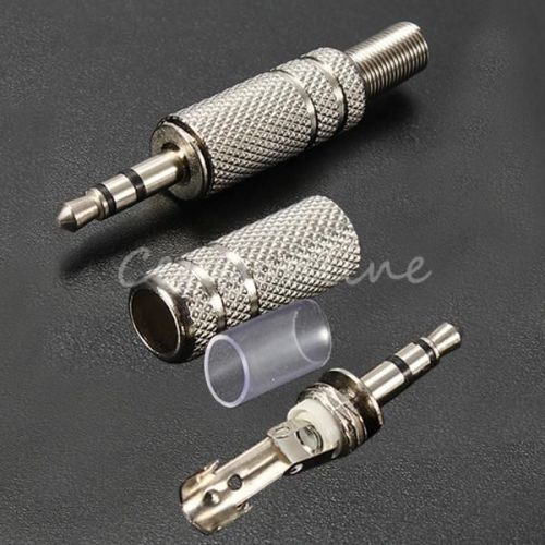 3.5mm 3 pole silver male repair booted headphone audio jack plug soldering cover for sale
