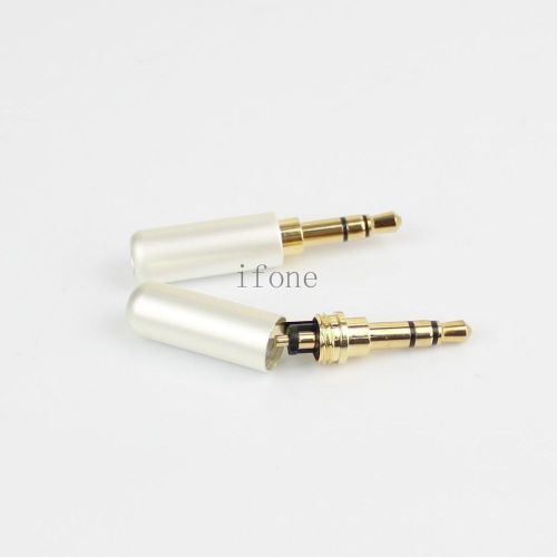 New 3.5mm 3 pole male repair headphone jack plug metal audio soldering white for sale
