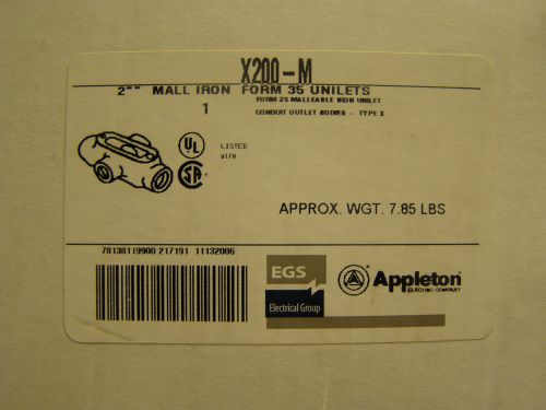 Appleton (X200M) Form 35, 2&#034; Malleable Iron &#039;X&#039; Condulet, New Surplus