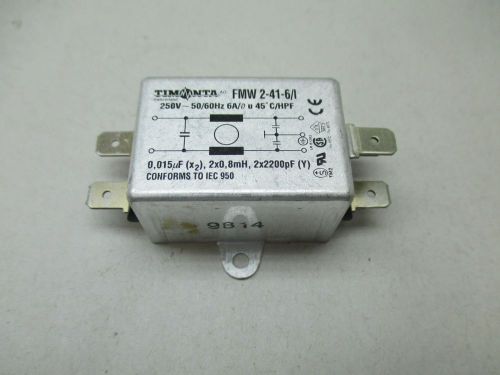 NEW TIMONTA FMW2-41-6/I EMC SUPPRESSION 250V-AC 6A AMP LINE FILTER D440084