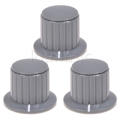3pcs plastic grey top screw tighten control knob 25mmdx18mmh for 6mm shaft for sale