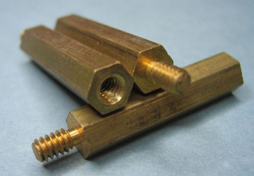 12 - pieces brass spacer standoff 1-1/8&#034;-long 1/4&#034;-hex 6-32 threads for sale
