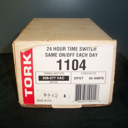 Tork #1104 dpst 40 amp mechanical timer switch 208/277 vac euc for sale