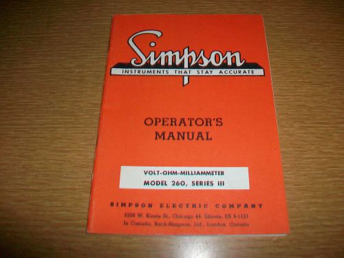 Simpson Electric Operator&#039;s Manual VOLT-OHM-MILLIAMMETER MODEL 260 SERIES III