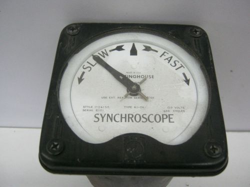 Vintage westinghouse synchroscope meter, us navy, movie prop, steampunk for sale
