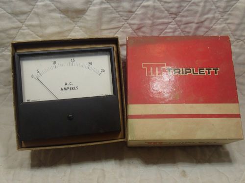 Triplett #430-GL Amperes Panel Meter 0-25 A.C. Amperes Made in USA NOS 153-593