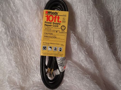 WOODS 10 FT POWER SUPPLY REPAIR CORD FOR TOOLS, MOTORS, APPLIANCES