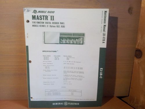 GE Mobile Radio Mastr II Manual Five Function Digital Decoder Panel LBI4718A