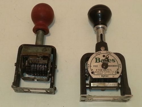 Vintage BATES Numbering Machine Style E Mechanical Industrial Stamper 6 wheels