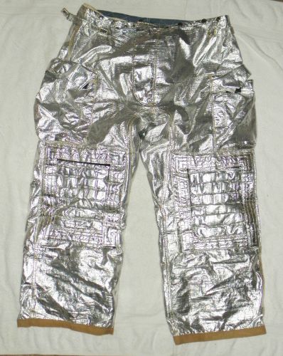 Morning pride silver aluminated rip stop fire fighting pants nomex size 46 x 35 for sale