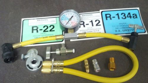 R22, r12, r134a, envirosafe, r22a, universal can taper kit with gauge &amp; hoses for sale