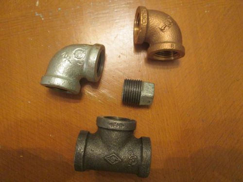LOT OF 4 MISC STEAL 1/2 THREADED FITTINGS