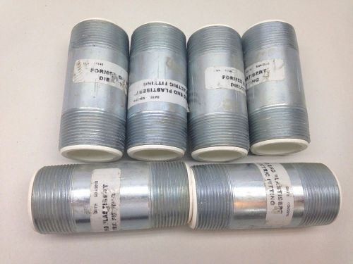 Lot of 6 -galvanize pipe formed end plastisert dielectric fitting - 4&#034; nipple f6 for sale