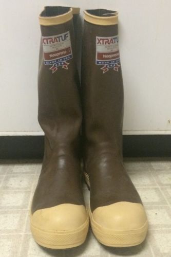 Vtg xtratuf men&#039;s size 10 16&#034; waterproof steel toe boots made in usa new unworn for sale