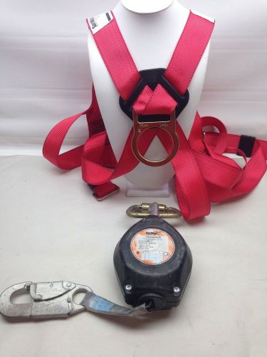 Lot safewaze retractable lifeline ms-16 &amp; safety harness 10810 size universal 7 for sale