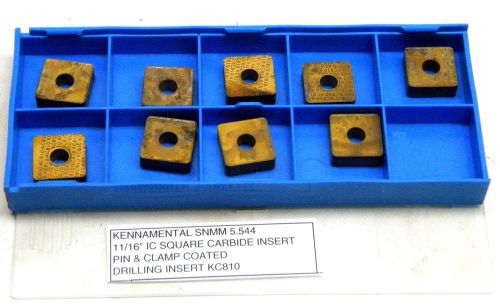 9 KENNAMETAL CARBIDE SNMM 5.544  DRILLING INSERTS 11/16&#034; IC SQUARE COATED