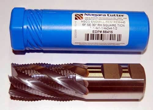 Niagara 1-1/4&#034; M42-8% Cobalt Fine-Pitch Roughing CNC End Mill-TiCN Coated
